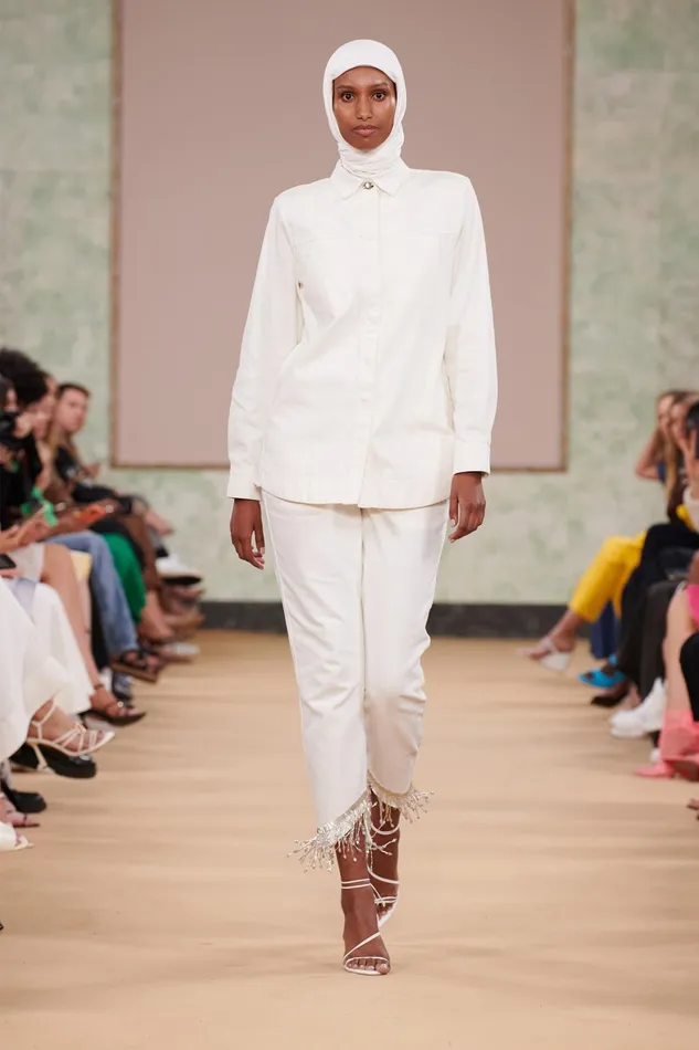 Aje Sheen Fringe Denim Jeans White Women Denim