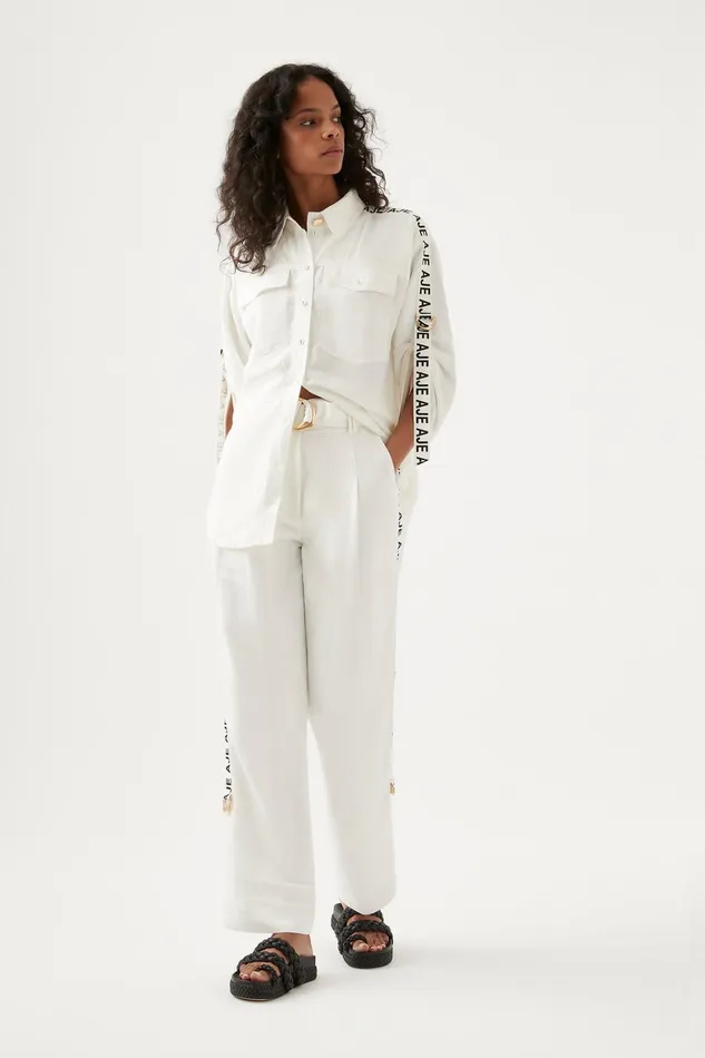 Aje Signal Logo Pant Ivory Women Pants