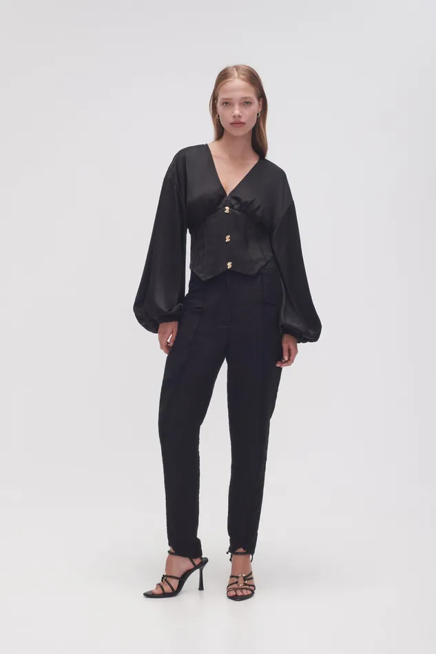 Aje Spirit Corsetted Blouse Black Women Tops