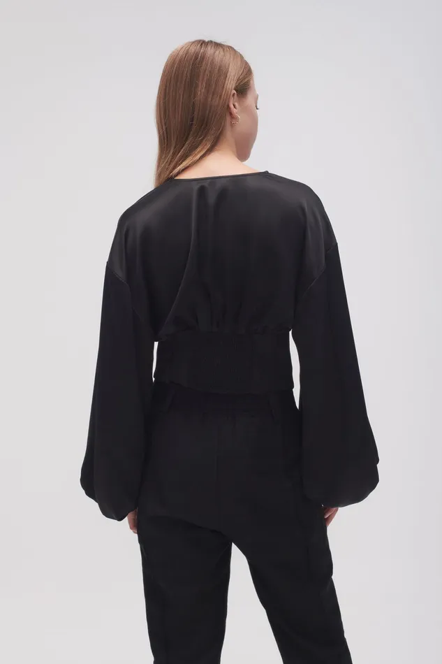 Aje Spirit Corsetted Blouse Black Women Tops