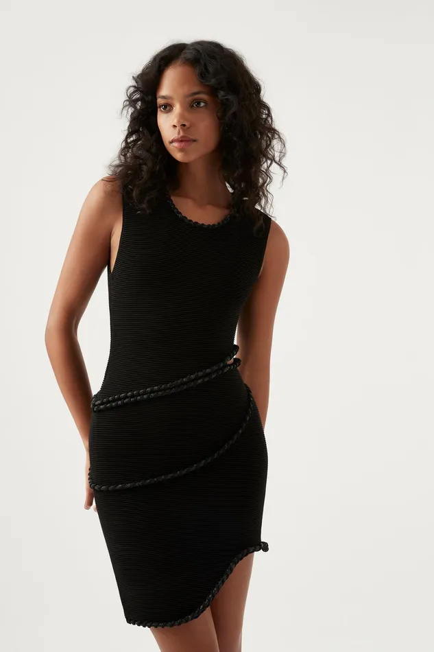 Aje Undulating Cut Out Mini Dress Black Women Dresses