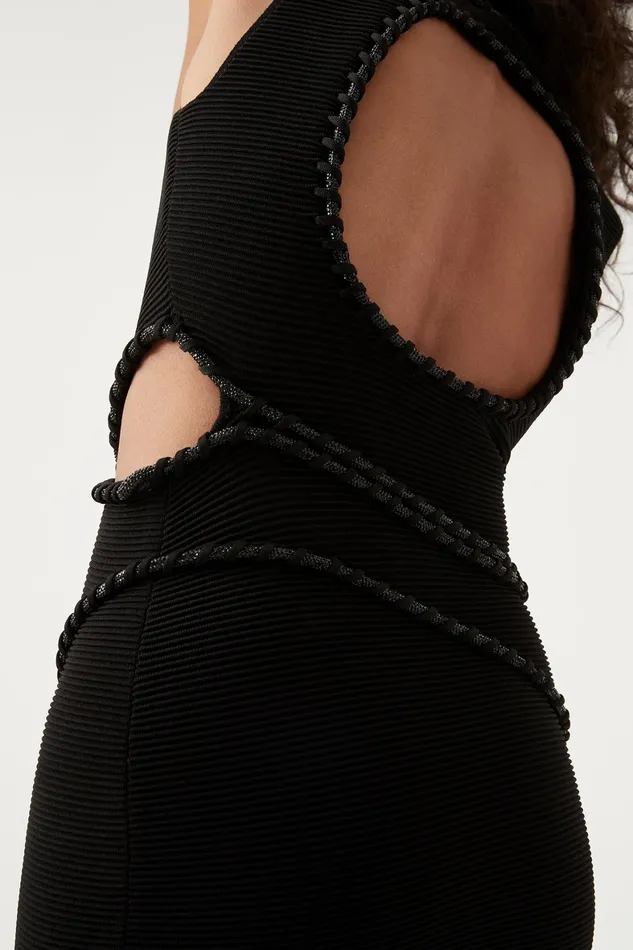 Aje Undulating Cut Out Mini Dress Black Women Dresses