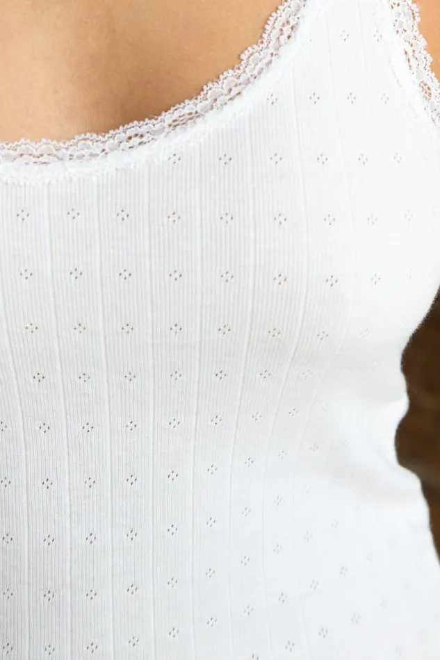 Ala Lace Eyelet Tank White Women Brandy Melville Tops