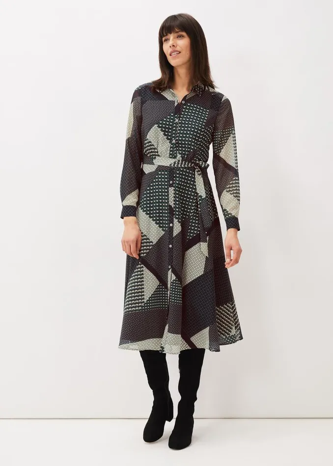 Alaina Print Shirt Dress Navymulti Women Phase Eight Dresses
