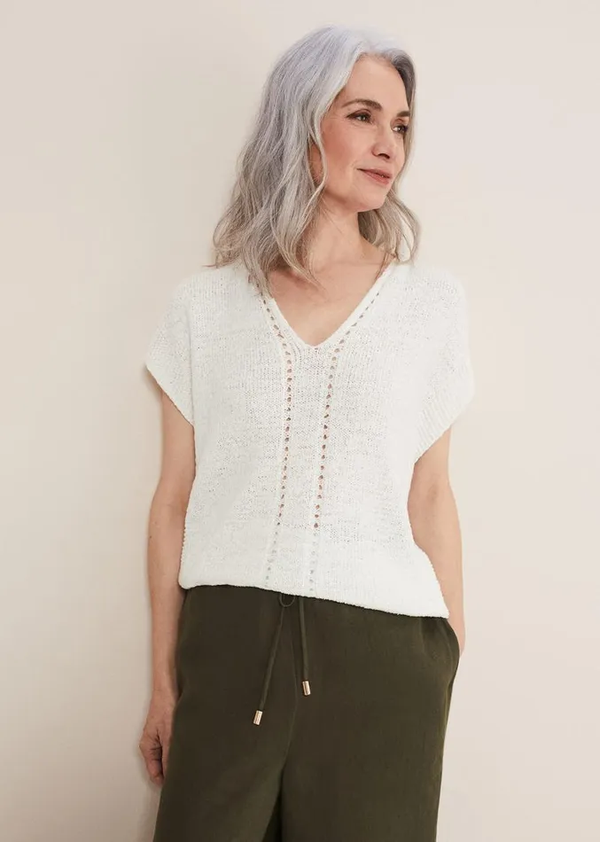 Alana Textured Knit White Women Phase Eight Knitwear