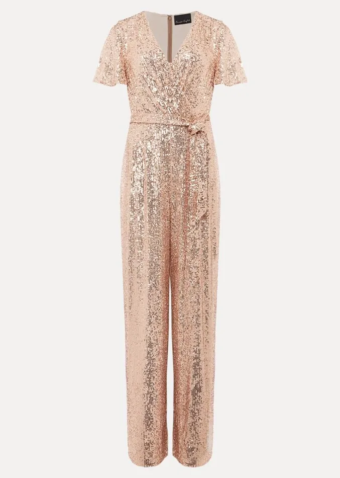 Alessandra Sequin Jumpsuit Rose Gold Women Phase Eight Dresses