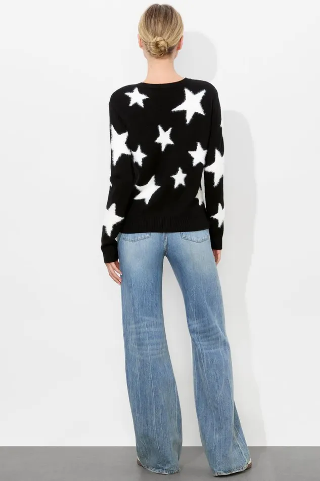 Alice Olivia Andora Pullover Blacksoft White Women Sweaters