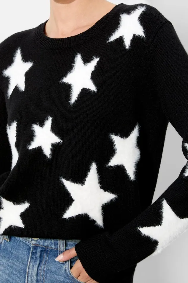 Alice Olivia Andora Pullover Blacksoft White Women Sweaters