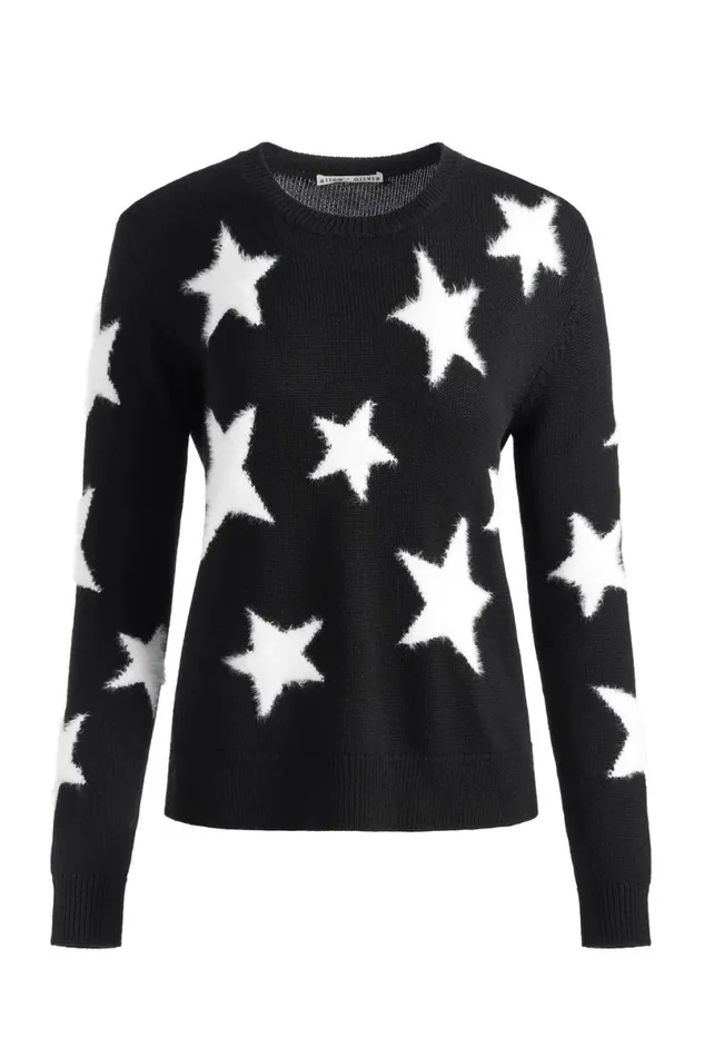 Alice Olivia Andora Pullover Blacksoft White Women Sweaters