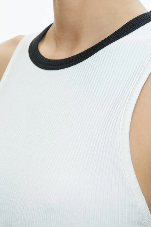 Alice Olivia Andre Fitted Cropped Tank Off Whiteblack Women Tops