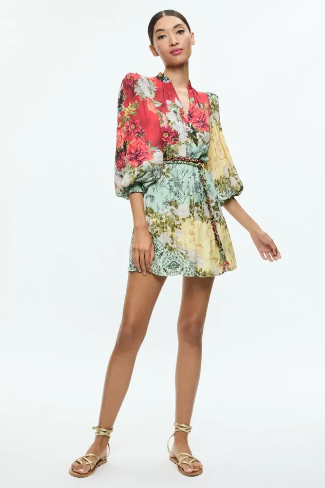 Alice Olivia Antonette Long Sleeve Button Front Mini Dress Oakley Women Dresses