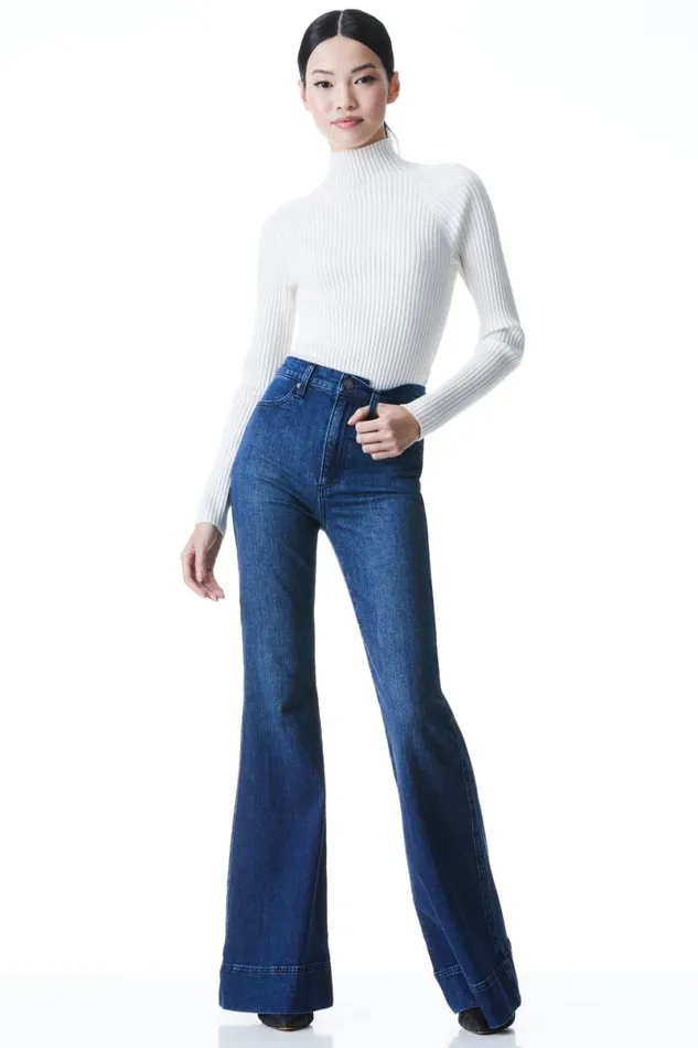 Alice Olivia Beautiful Bell Jean Love Train Women Pants