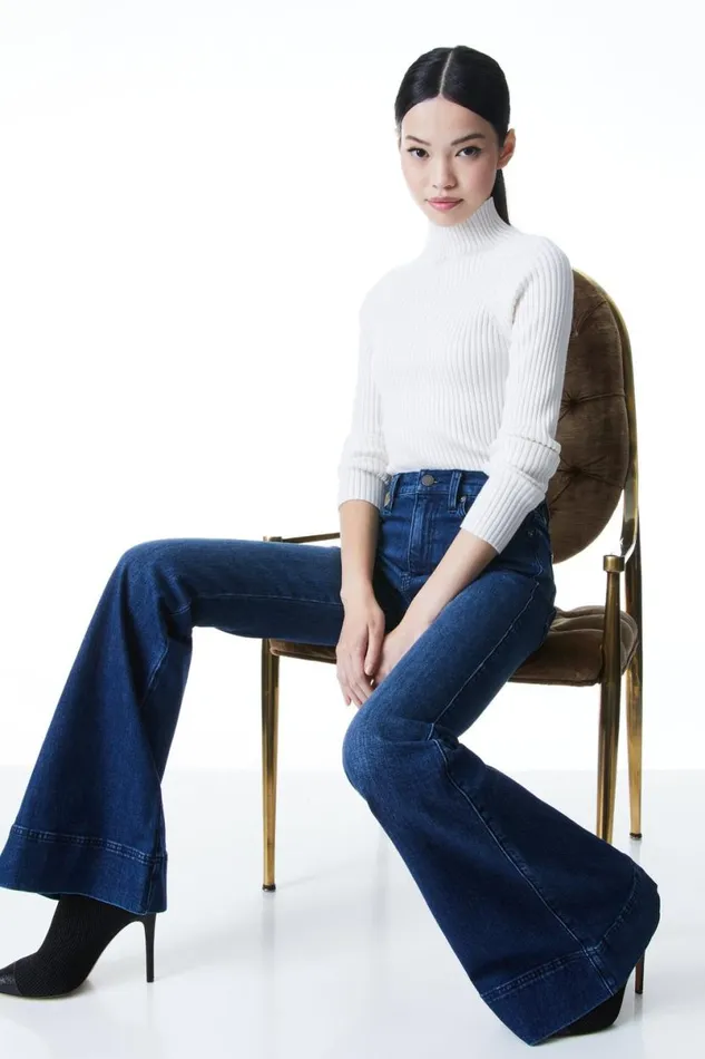 Alice Olivia Beautiful Bell Jean Love Train Women Pants