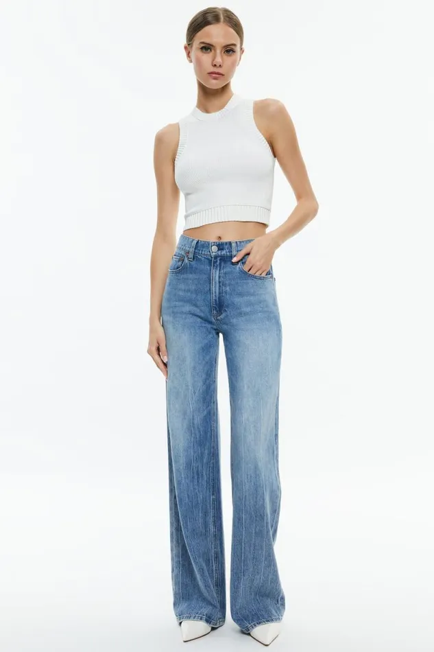 Alice Olivia Bigsby Ribbed Tank Soft White Women Tops