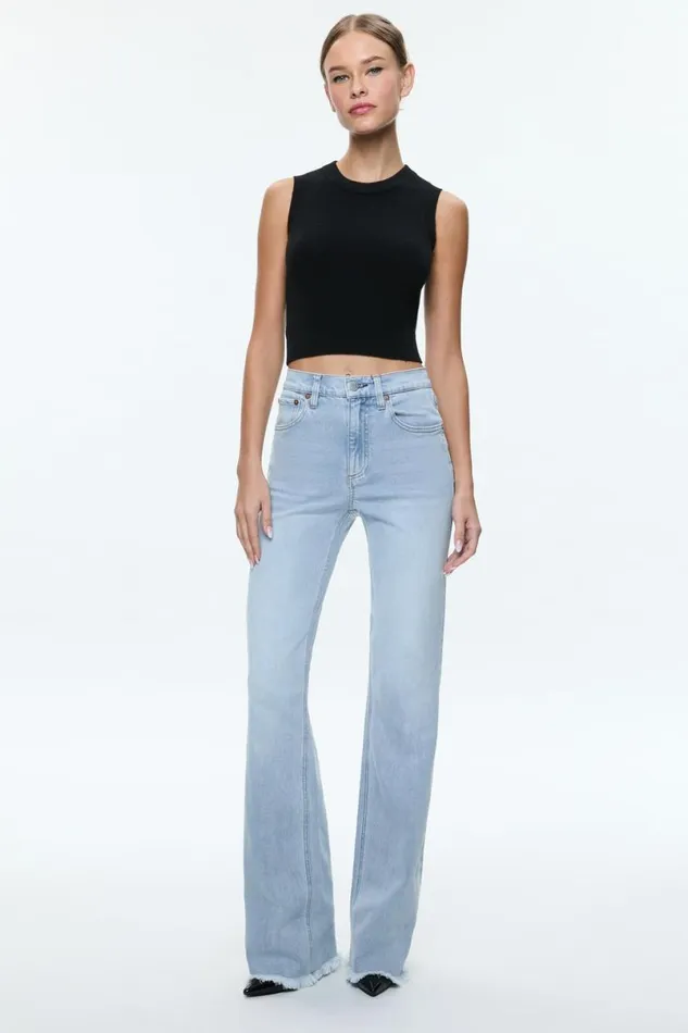 Alice Olivia Bodie High Rise Jean Leona Light Blue Women Pants