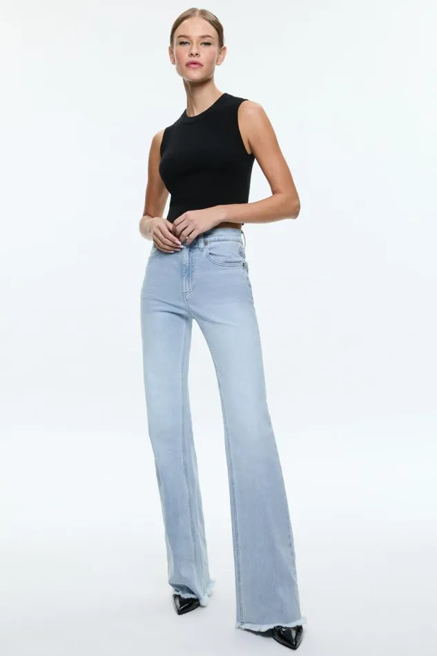 Alice Olivia Bodie High Rise Jean Leona Light Blue Women Pants