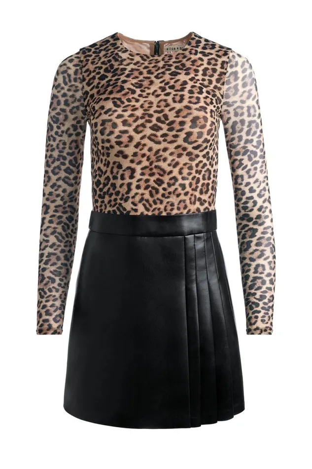 Alice Olivia Chara Mini Dress Leopard Loveblack Women Dresses