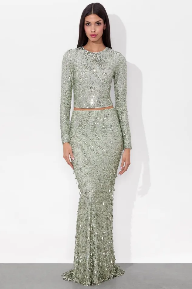 Alice Olivia Charity Sequin Gown Skirt Sea Spray Women Skirts