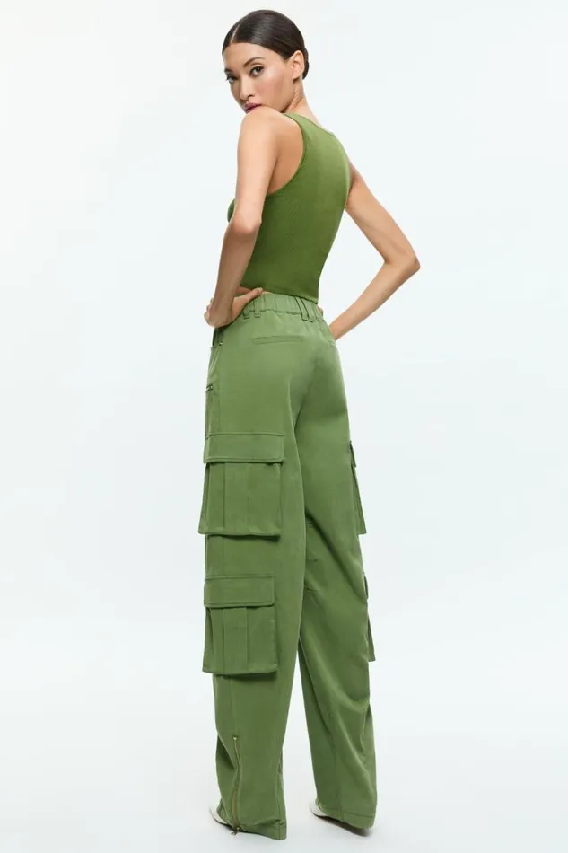 Alice Olivia Daryn Button Through Cropped Tank Avocado Women Tops