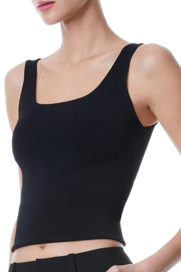 Alice Olivia Daryn Sculpting Tank Black Women Tops
