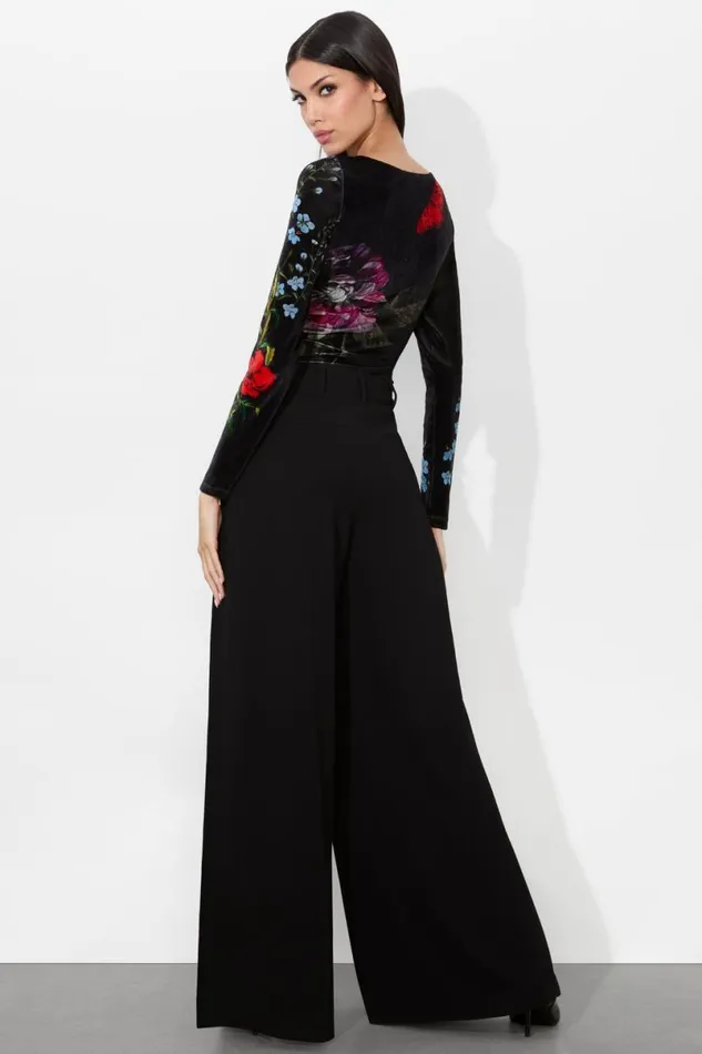 Alice Olivia Delaina Velvet Top In The Wind Floral Women Tops