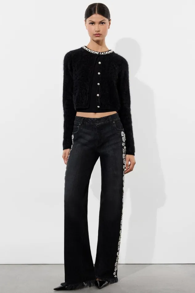 Alice Olivia Dollie Cardigan Black Women Sweaters