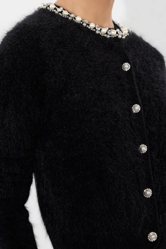 Alice Olivia Dollie Cardigan Black Women Sweaters