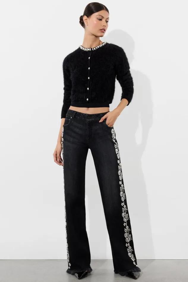 Alice Olivia Dollie Cardigan Black Women Sweaters