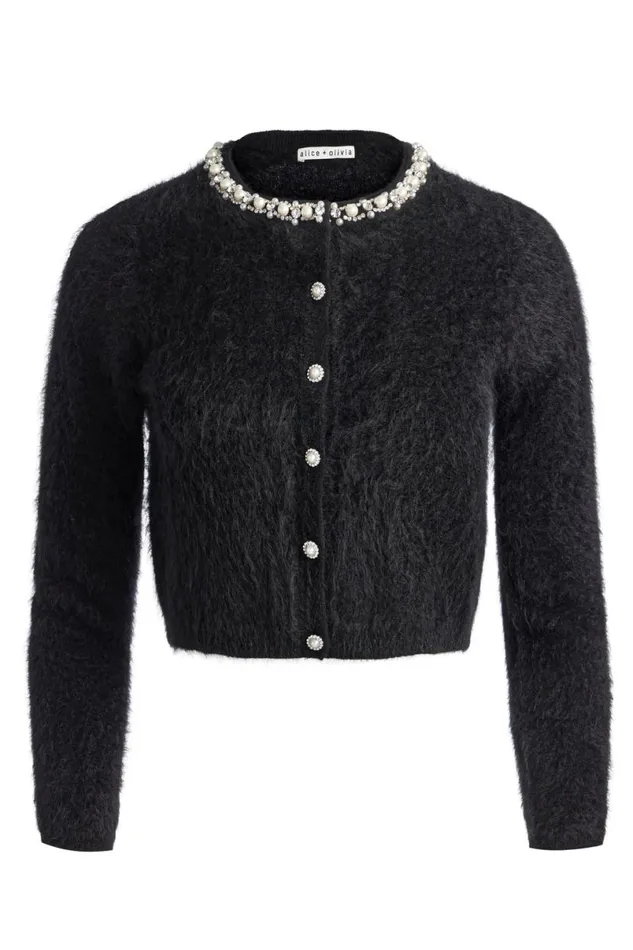 Alice Olivia Dollie Cardigan Black Women Sweaters