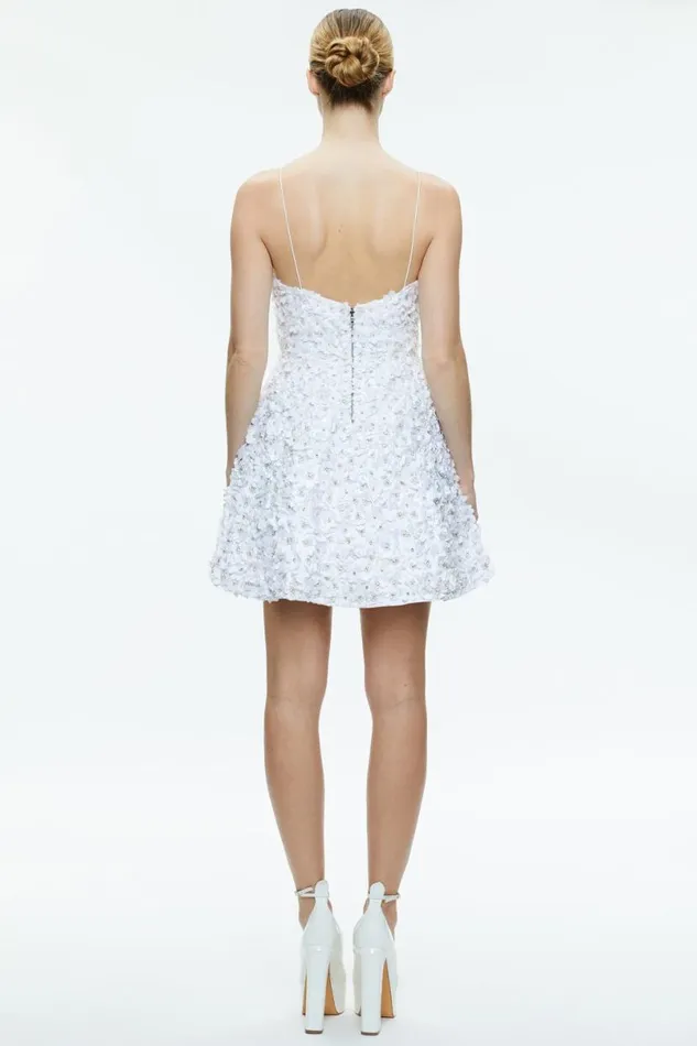 Alice Olivia Domenica Embellished Mini Gown Off White Women Dresses