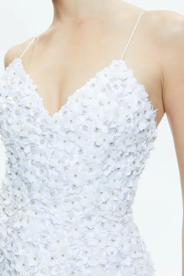 Alice Olivia Domenica Embellished Mini Gown Off White Women Dresses