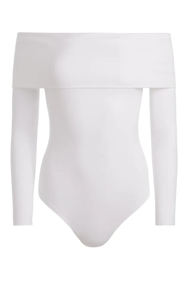 Alice Olivia Elia Bodysuit Off White Women Tops