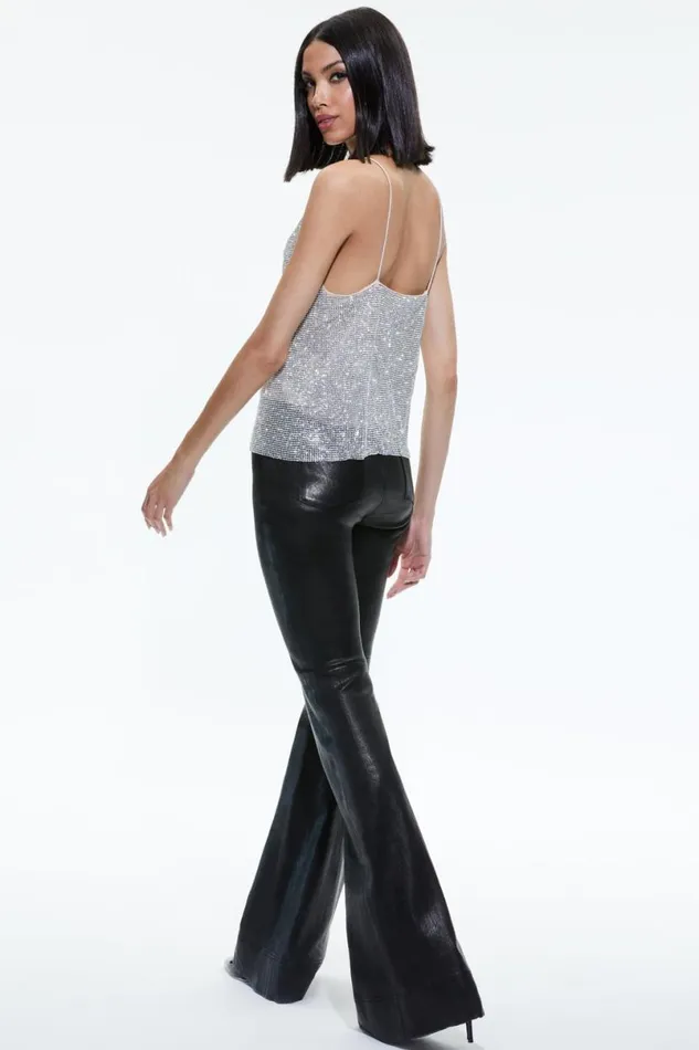 Alice Olivia Harmon Crystal Tank Silverchainmail Women Tops