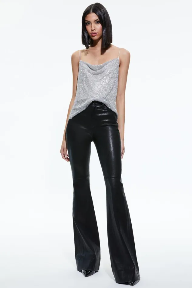 Alice Olivia Harmon Crystal Tank Silverchainmail Women Tops