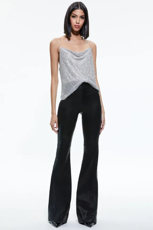Alice Olivia Harmon Crystal Tank Silverchainmail Women Tops