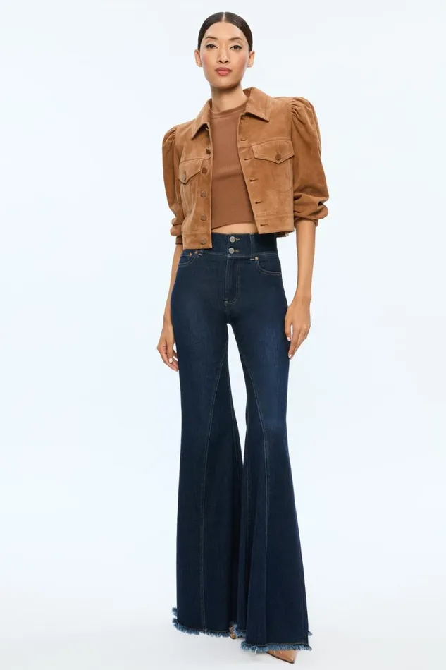 Alice Olivia Lana Suede Jacket Camel Women Outerwear