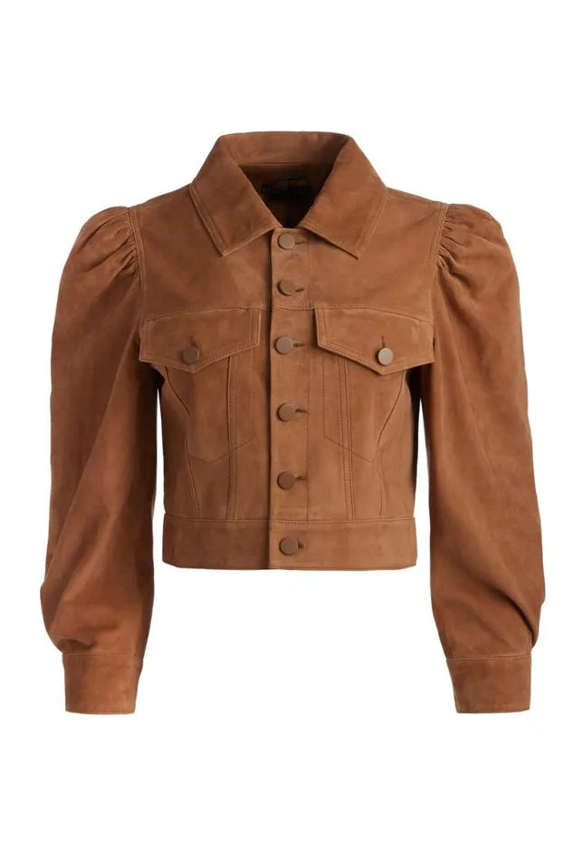 Alice Olivia Lana Suede Jacket Camel Women Outerwear