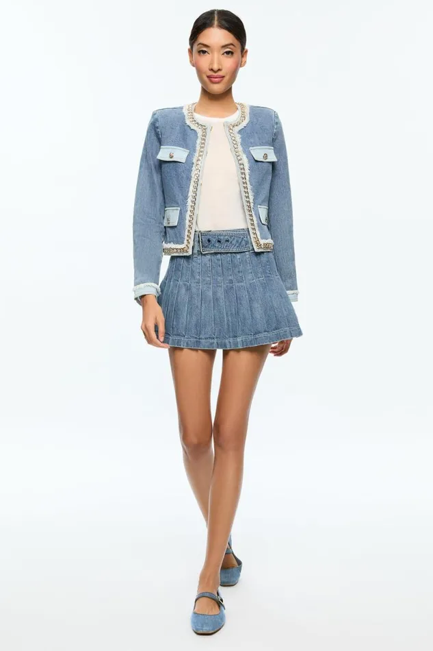 Alice Olivia Landon Denim Jacket Avery Blue Women Outerwear