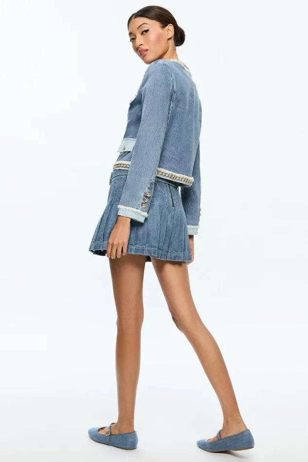 Alice Olivia Landon Denim Jacket Avery Blue Women Outerwear