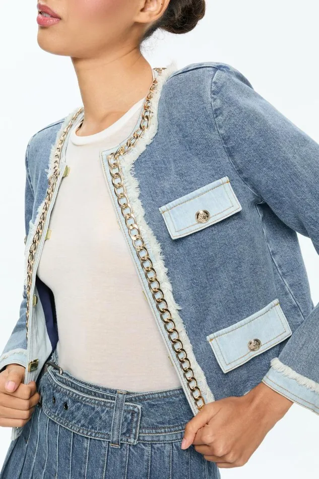 Alice Olivia Landon Denim Jacket Avery Blue Women Outerwear