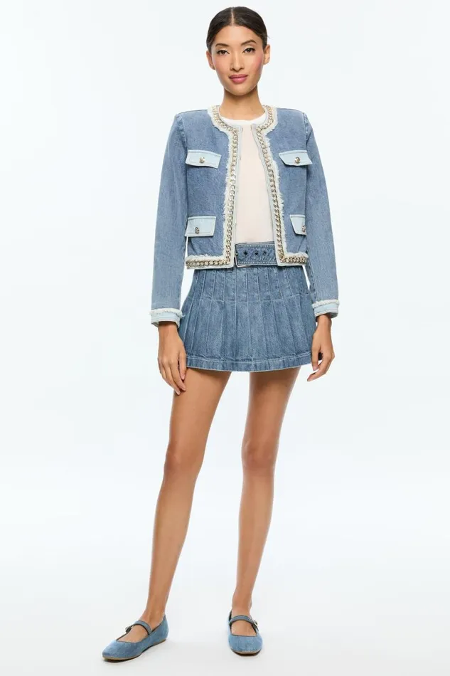 Alice Olivia Landon Denim Jacket Avery Blue Women Outerwear