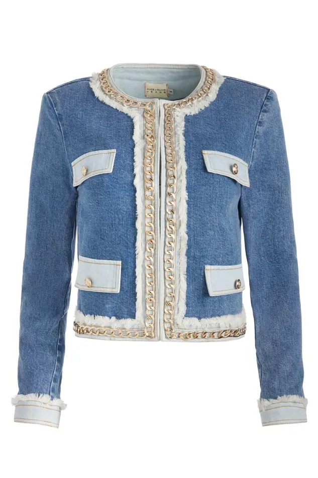 Alice Olivia Landon Denim Jacket Avery Blue Women Outerwear