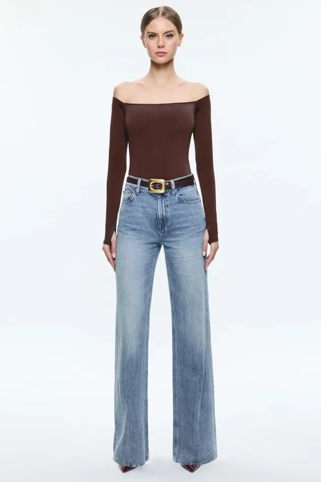 Alice Olivia Letty Buckle Belt Espressogold Women Accessories