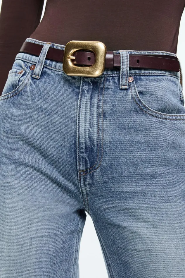 Alice Olivia Letty Buckle Belt Espressogold Women Accessories