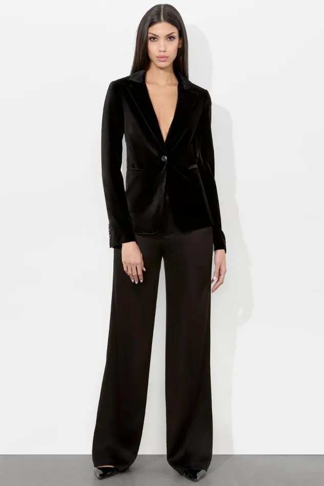 Alice Olivia Macey Velvet Blazer Black Women Outerwear