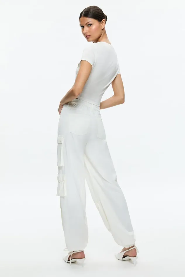 Alice Olivia Olympia Cargo Pants Off White Women Pants