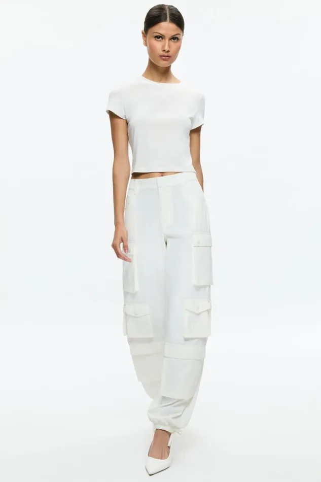 Alice Olivia Olympia Cargo Pants Off White Women Pants
