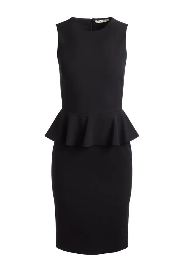 Alice Olivia Poppy Peplum Midi Dress Black Women Dresses