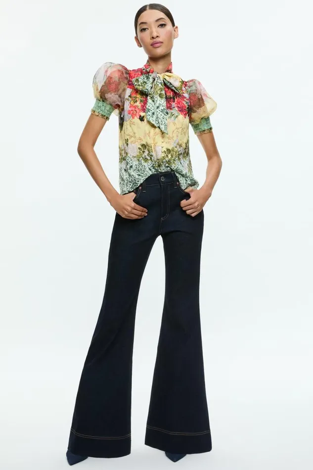 Alice Olivia Sb High Rise Bell Jean Dark Rinse Women Pants
