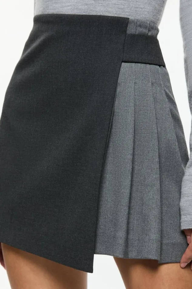 Alice Olivia Toni Mini Skirt Charcoal Grey Melange Women Skirts